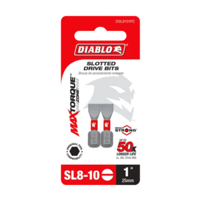 1" Slotted Drive Bits (DSL8101P2) 2pcs - Diablo